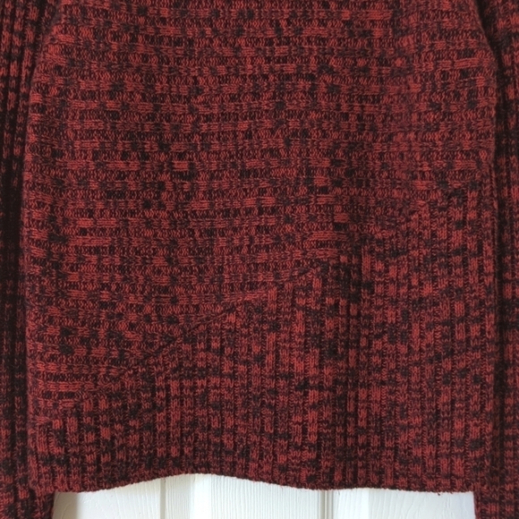 Investments 90's Vintage Marled Ribbed Knit Mock Neck Sweater Red Black Medium - Picture 5 of 9